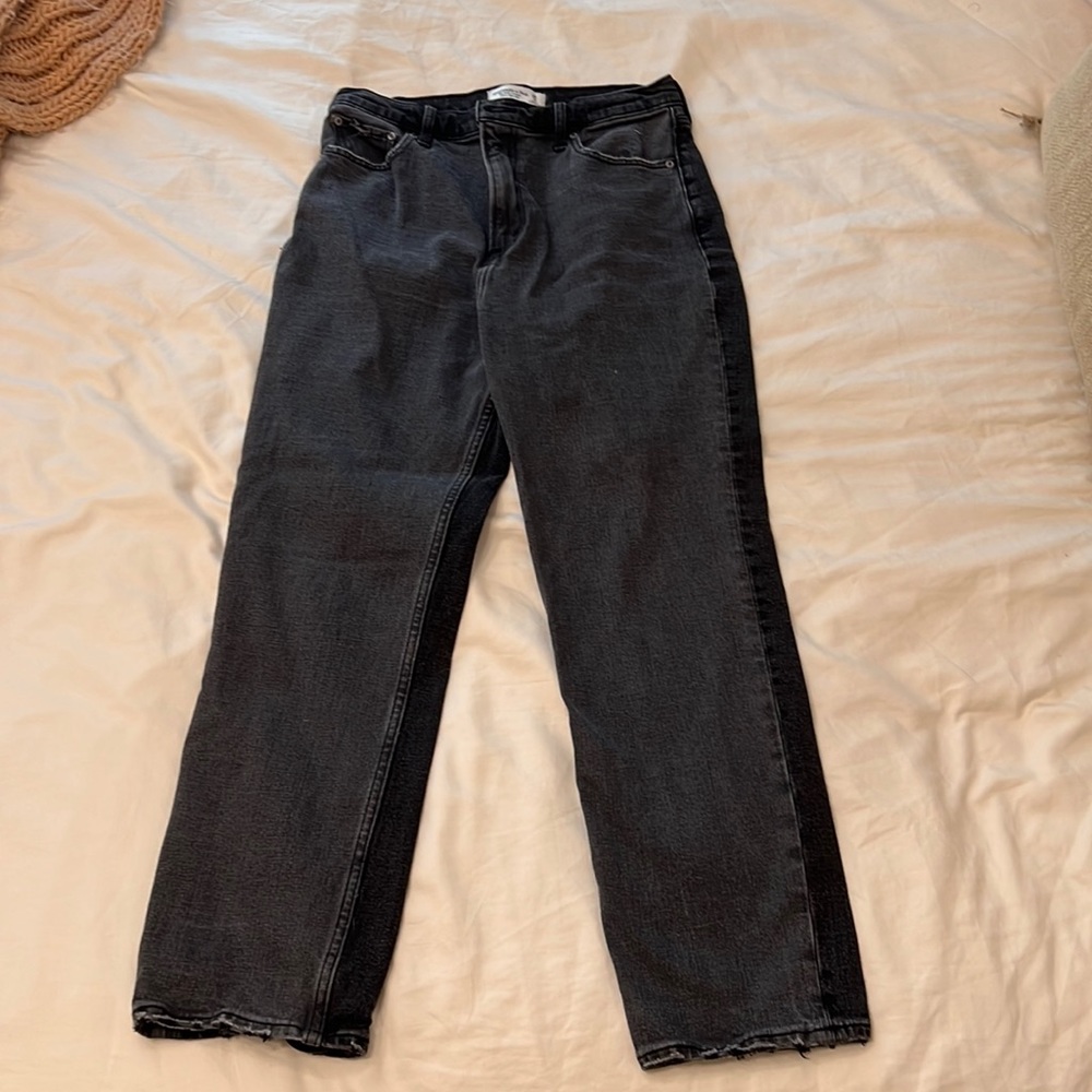 Abercrombie ankle straight ultra high rise two toned jeans